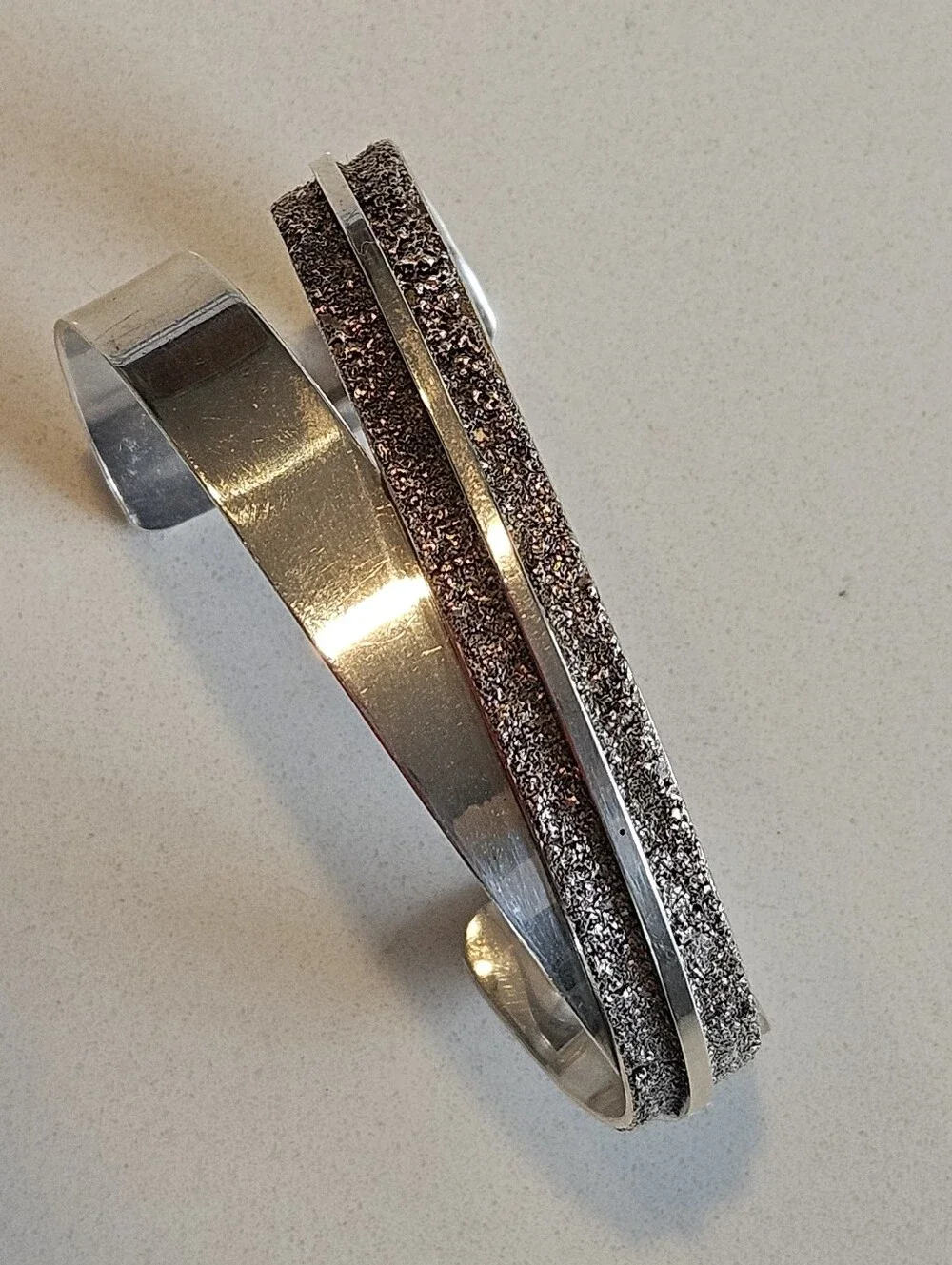 Vintage 1989 Rainstar Navajo Modernist Sterling Silver Cuff Bracelet